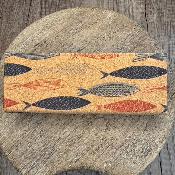 Cork Sunglasses Case Fish Hard Shell Brown Sunglasses Holder NEW FAST SHIP - Picture 2 of 3